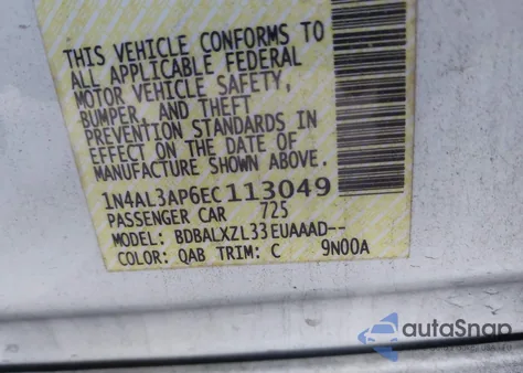 2014 Nissan Altima 2.5 Sl from USA, damaged, VIN 1N4AL3AP6EC113049